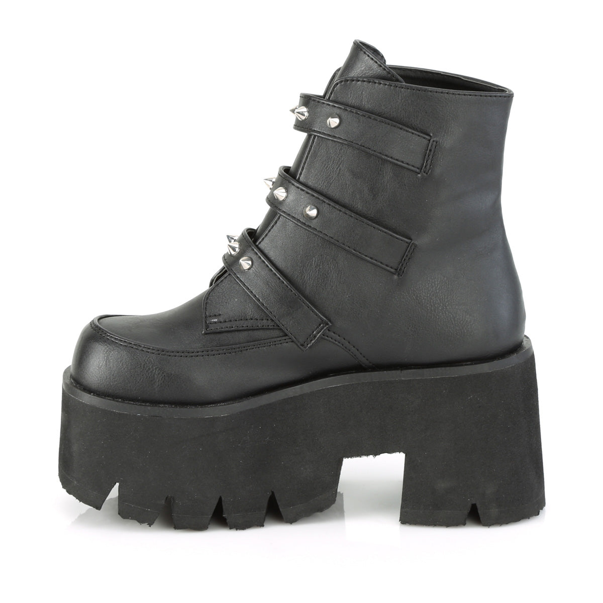DemoniaCult Botas de tobillo para mujeres ASHES-55 BLK de cuero vegano