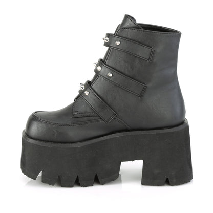 DemoniaCult Botas de tobillo para mujeres ASHES-55 BLK de cuero vegano
