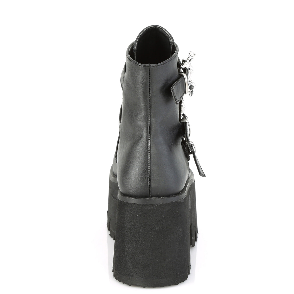 DemoniaCult Botas de tobillo para mujeres ASHES-55 BLK de cuero vegano