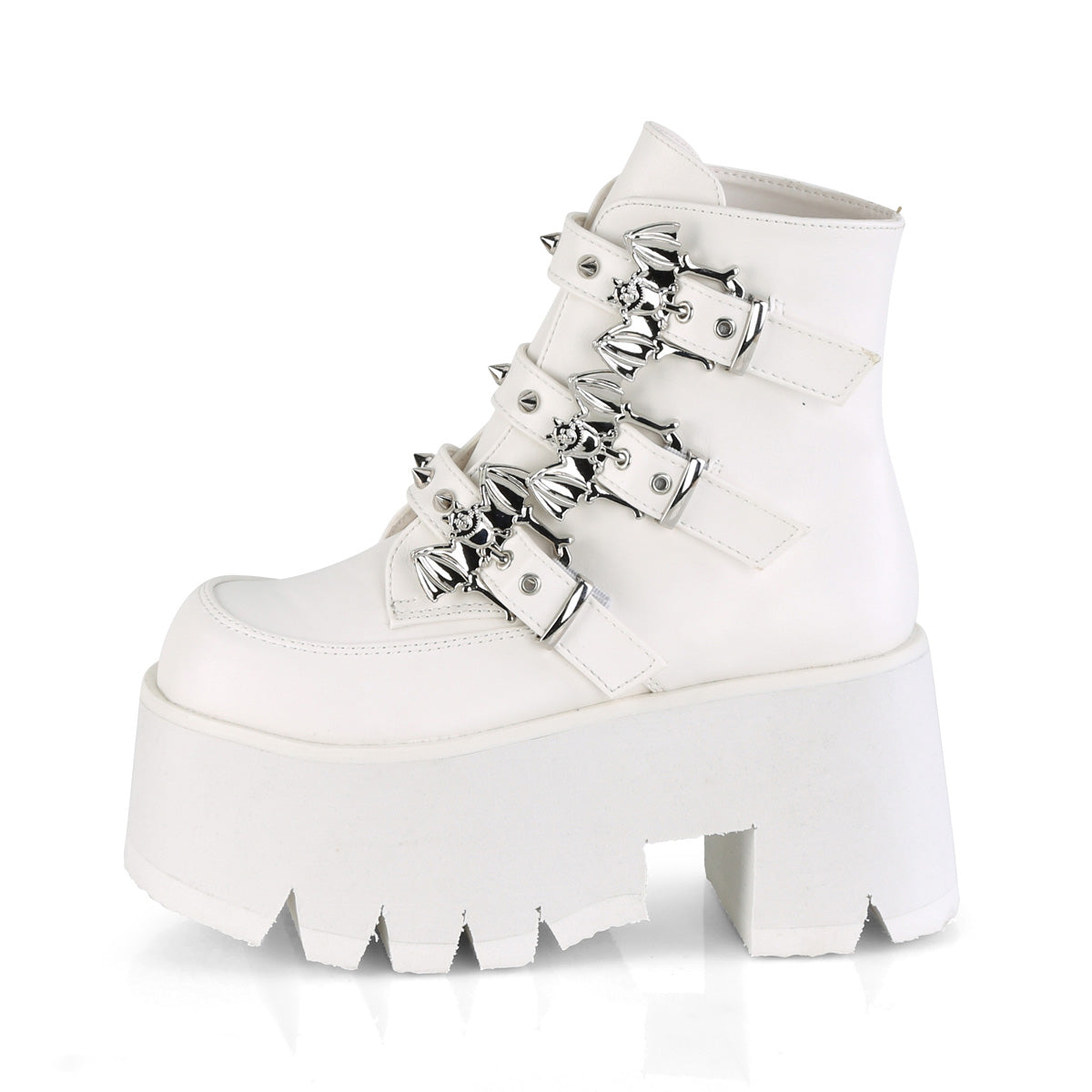 DemoniaCult Womens Ankle Boots ASHES-55 Wht Vegan Leather
