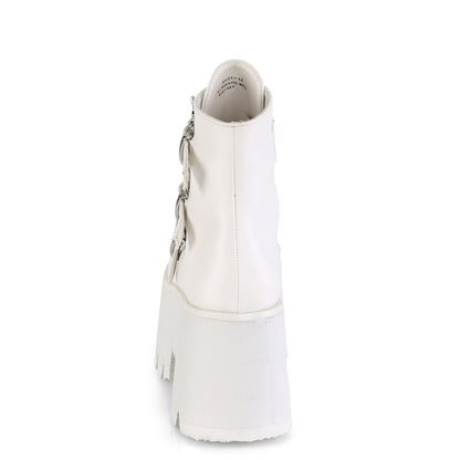 DemoniaCult Botas de tobillo para mujeres ASHES-55 Wht Leather Vegan