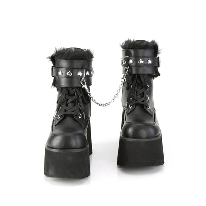 DemoniaCult Botas de tobillo para mujeres ASHES-57 BLK Vegan Leather