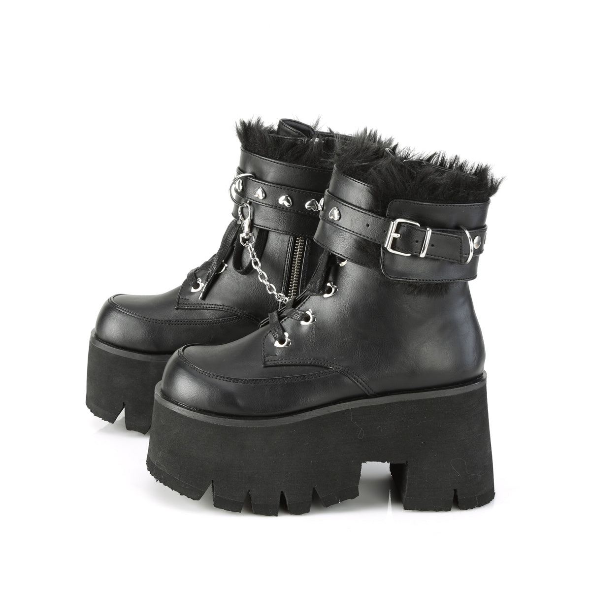 DemoniaCult Botas de tobillo para mujeres ASHES-57 BLK Vegan Leather