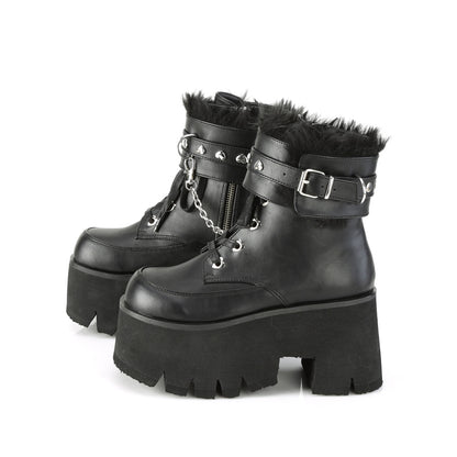 DemoniaCult Botas de tobillo para mujeres ASHES-57 BLK Vegan Leather