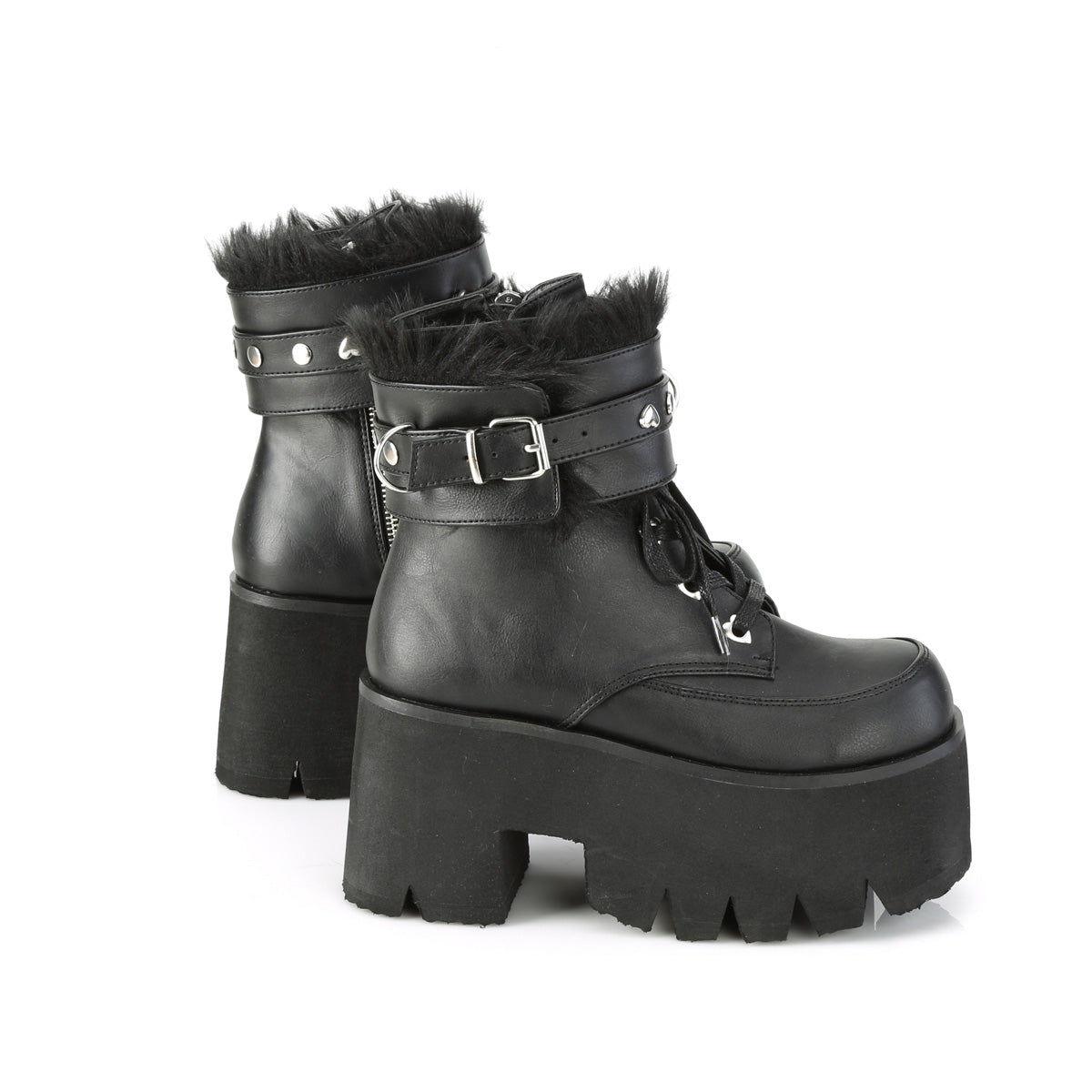 DemoniaCult Botas de tobillo para mujeres ASHES-57 BLK Vegan Leather
