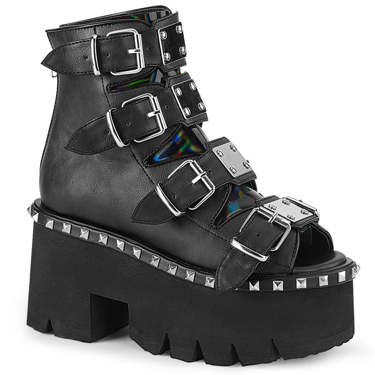 DemoniaCult Sandalias para mujeres ASHES-70 Blk V. Le & Hologram