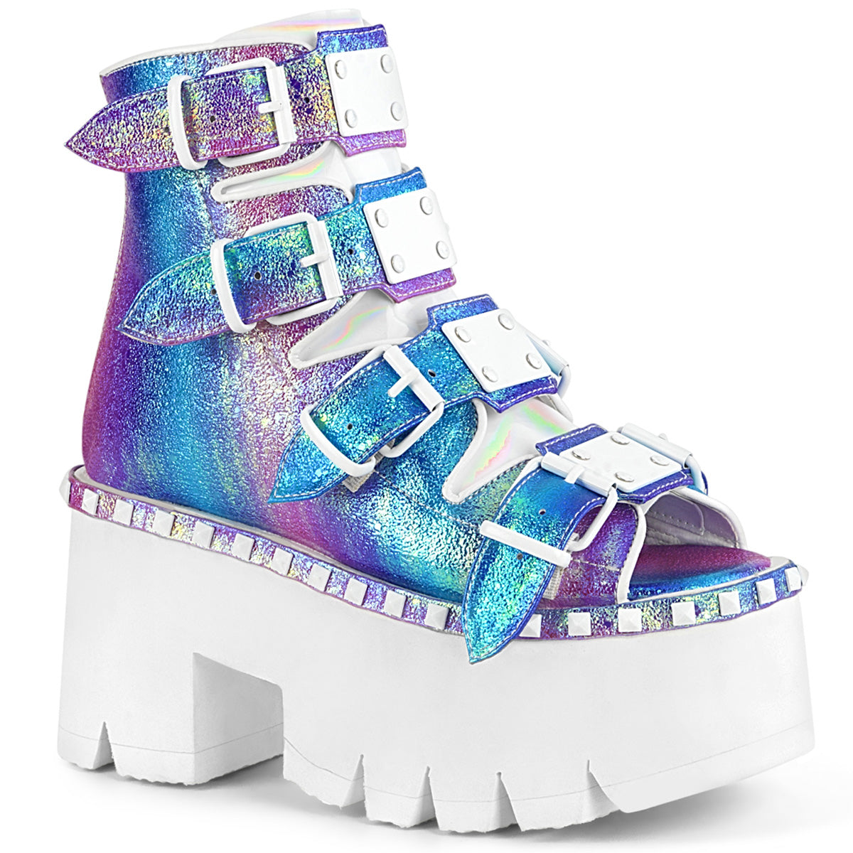 DemoniaCult Sandalias para mujeres ASHES-70 Purple Multi Iridescent V. Le