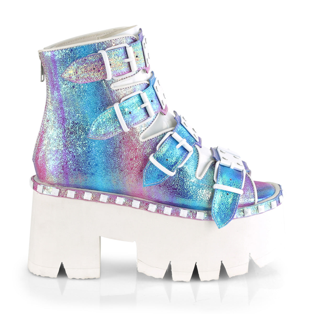 DemoniaCult Sandalias para mujeres ASHES-70 Purple Multi Iridescent V. Le