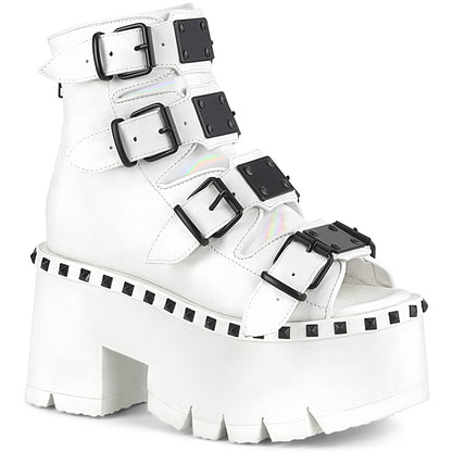 DemoniaCult Sandalias para mujeres ASHES-70 Wht Leather Vegan