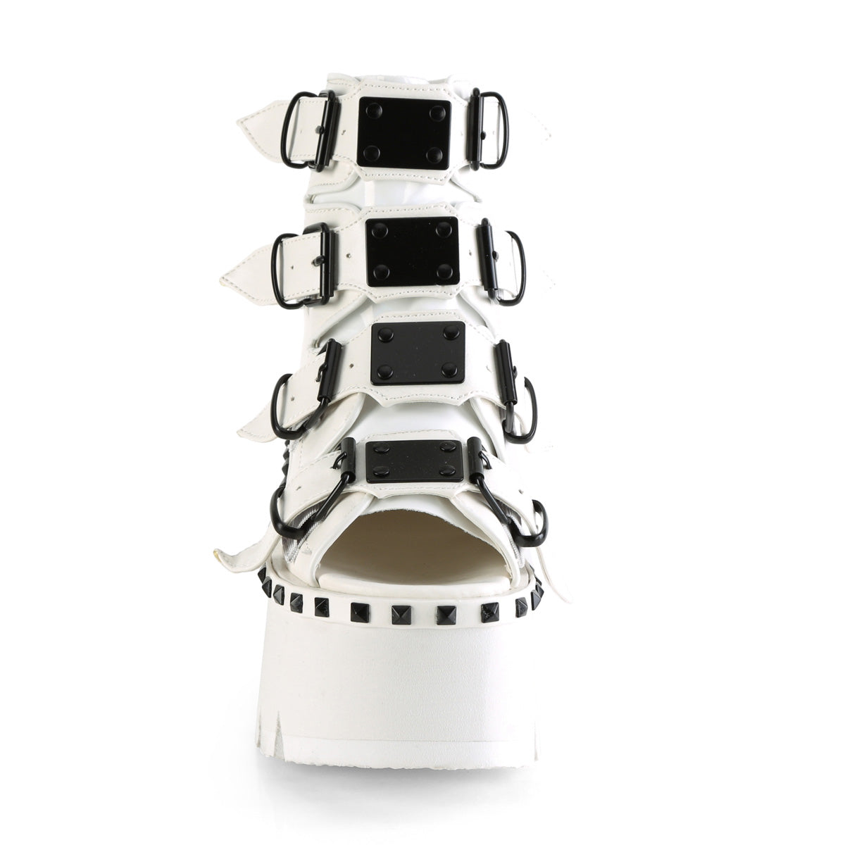 DemoniaCult Sandalias para mujeres ASHES-70 Wht Leather Vegan