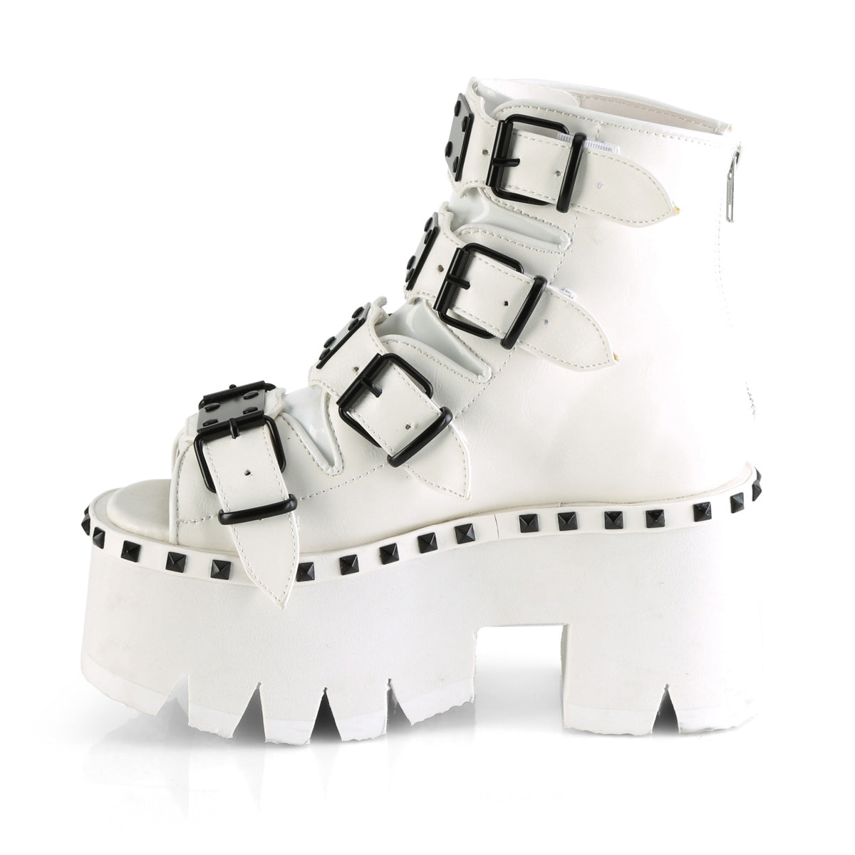 DemoniaCult Sandalias para mujeres ASHES-70 Wht Leather Vegan