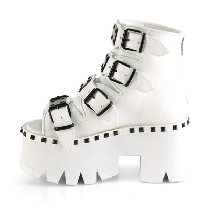 DemoniaCult Sandalias para mujeres ASHES-70 Wht Leather Vegan