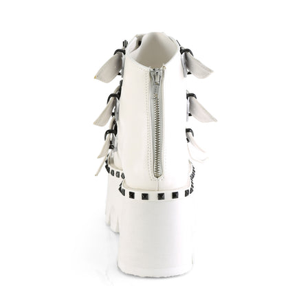 DemoniaCult Sandalias para mujeres ASHES-70 Wht Leather Vegan