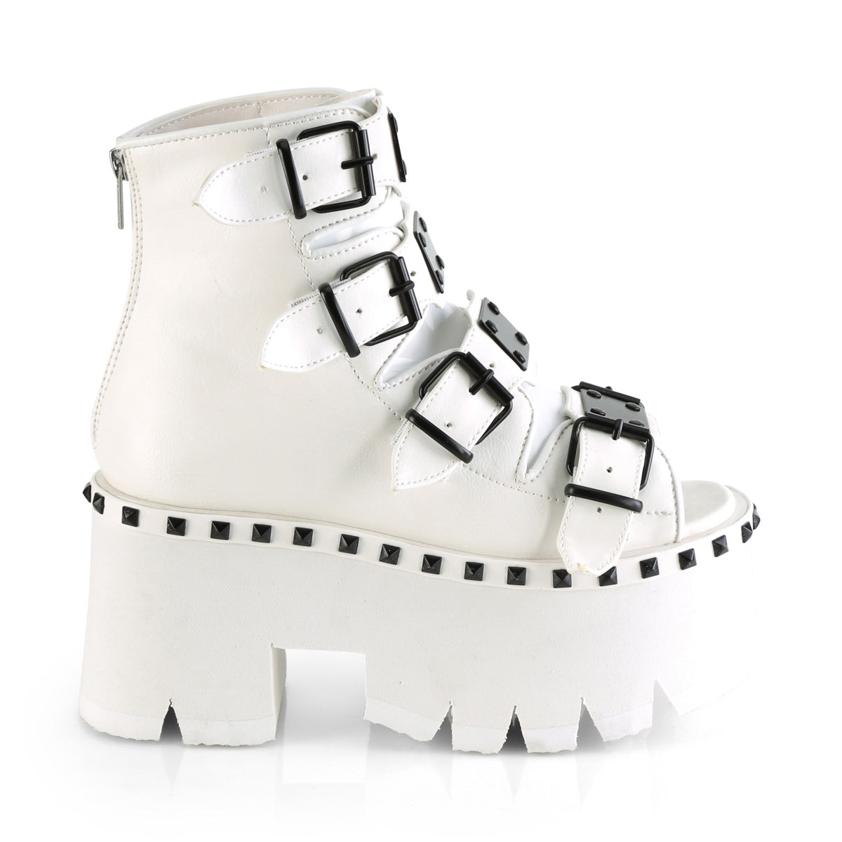 DemoniaCult Sandalias para mujeres ASHES-70 Wht Leather Vegan
