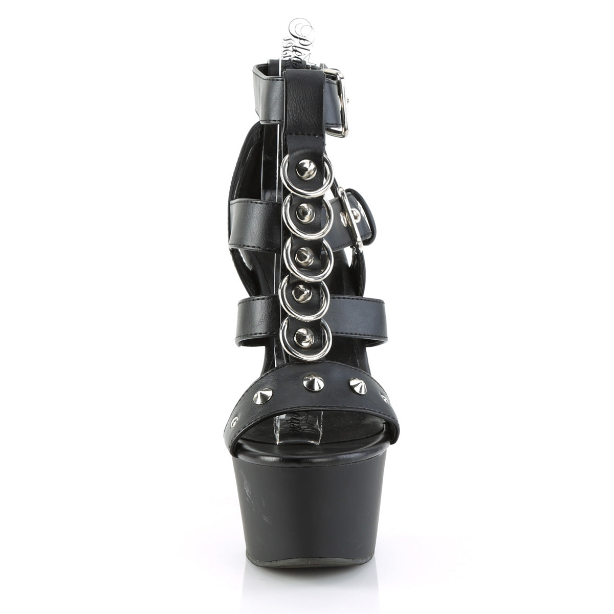 Pleaser Sandalias para mujer ASPIRE-658 Blk Faux Cuero / Blk Mate