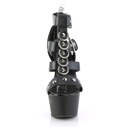 Pleaser Sandalias para mujer ASPIRE-658 Blk Faux Cuero / Blk Mate