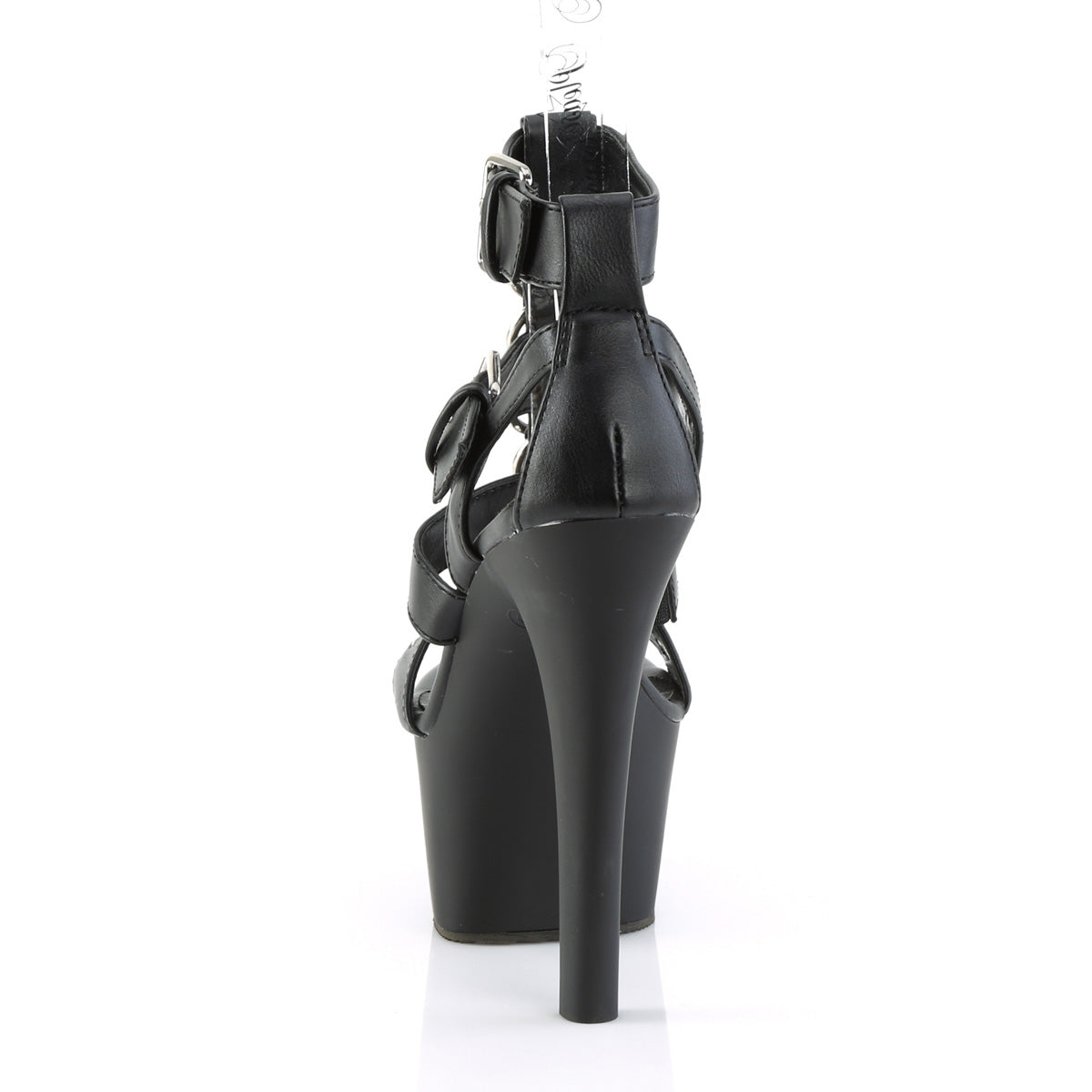 Pleaser Sandalias para mujer ASPIRE-658 Blk Faux Cuero / Blk Mate