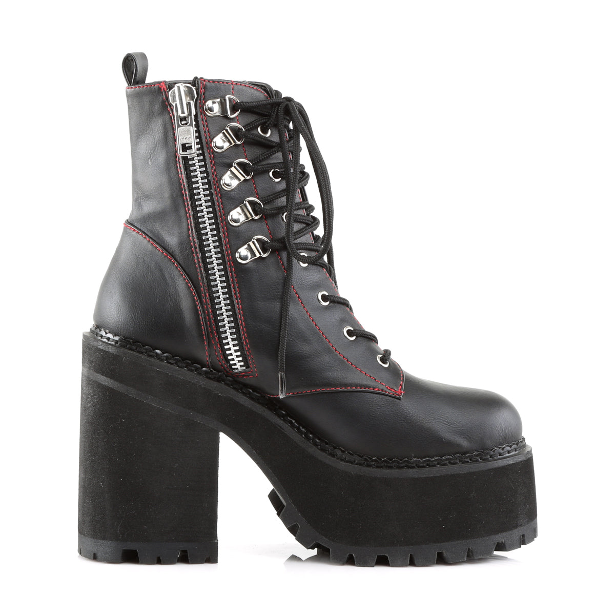 DemoniaCult Botas de tobillo para mujeres ASSAULT-100 BLK de cuero vegano