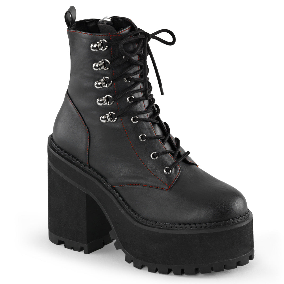 DemoniaCult Botas de tobillo para mujeres ASSAULT-100 BLK de cuero vegano