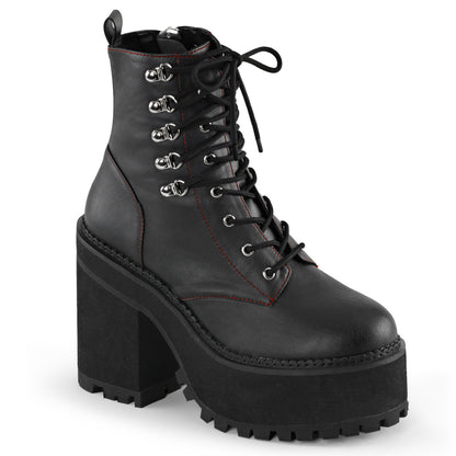 DemoniaCult Botas de tobillo para mujeres ASSAULT-100 BLK de cuero vegano