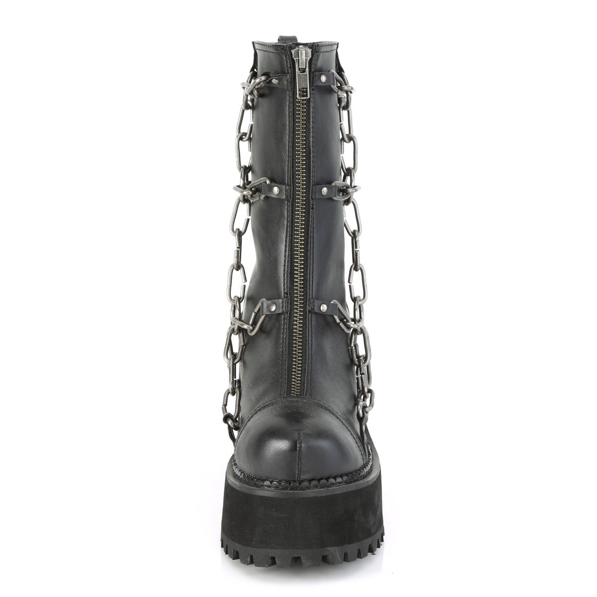 DemoniaCult Botas de tobillo para mujeres ASSAULT-66 BLK de cuero vegano