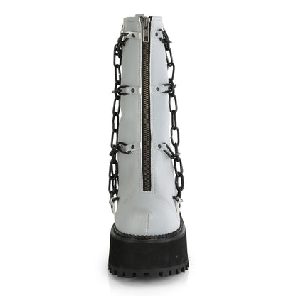 DemoniaCult Botas de tobillo para mujeres ASSAULT-66 cuero vegano reflectante gris