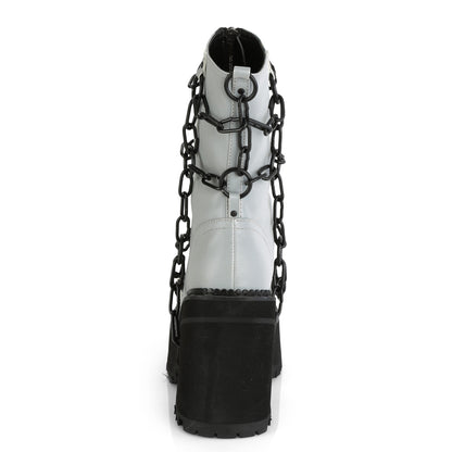 DemoniaCult Botas de tobillo para mujeres ASSAULT-66 cuero vegano reflectante gris
