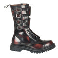 DemoniaCult Botas para hombre ATTACK-10 cuero de roce de burdeos