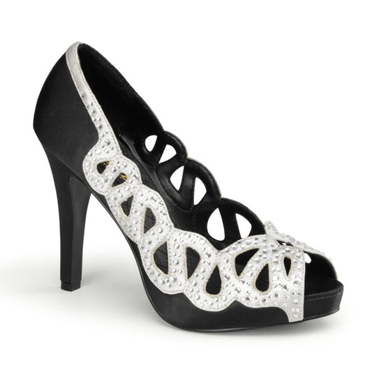 Pin Up Couture Bombas para mujer AVA-12 satén Blk-Silver