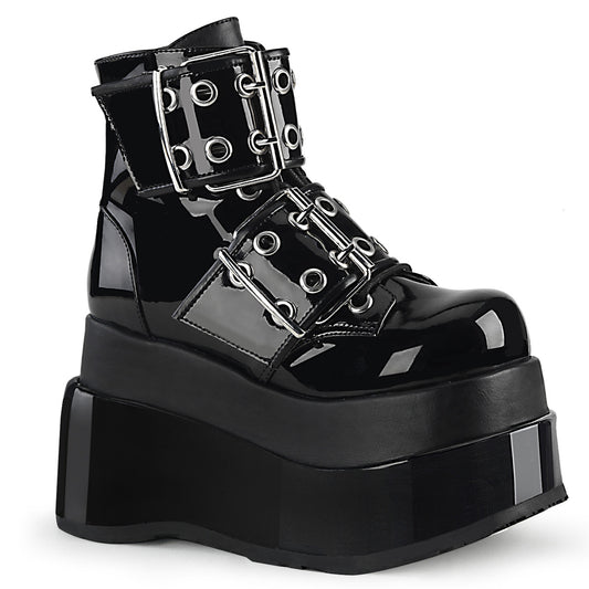 DemoniaCult Botas de tobillo para mujeres BEAR-104 BLK Pat-Vegan Leather