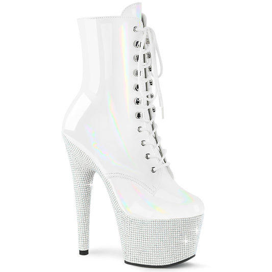 Pleaser  Ankle Boots BEJEWELED-1020-7 Wht Holo Pat/Wht RS