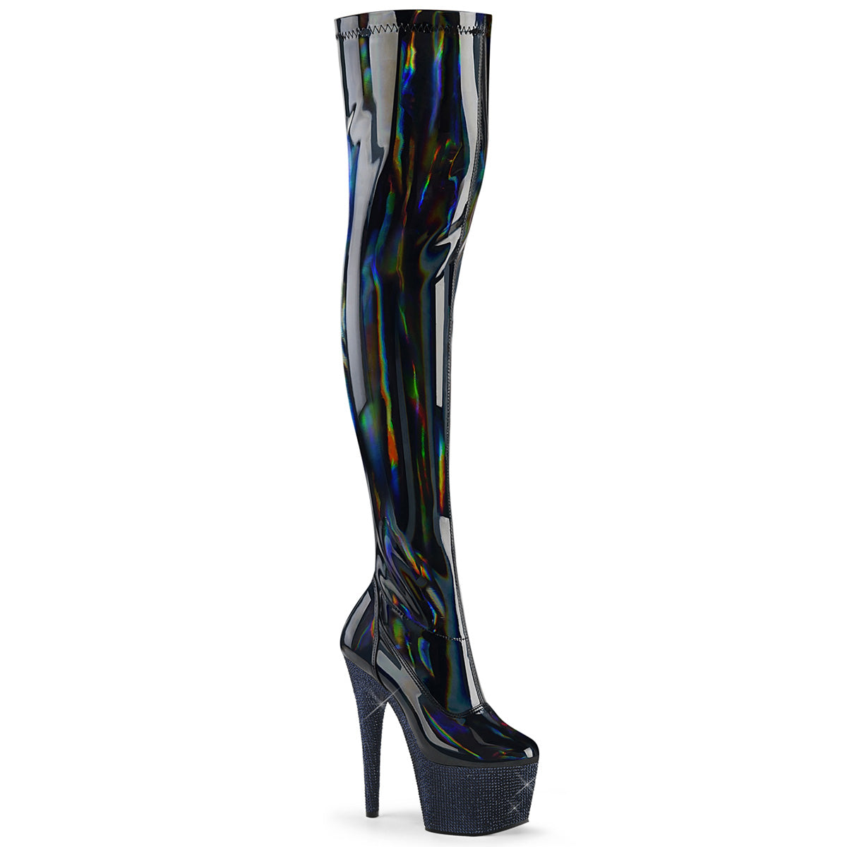 Pleaser  Botas BEJEWELED-3000-7 blk str holo pat/medianoche blk rs