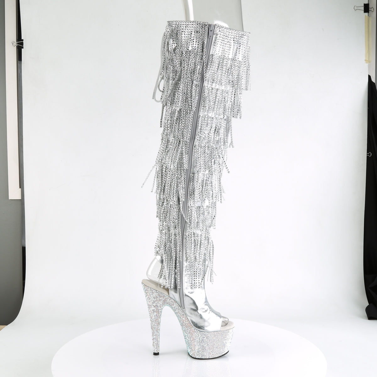 Pleaser Botas de mujer BEJEWELED-3019RSF-7 SLV Metallic PU-SLV / SLV Multi RS