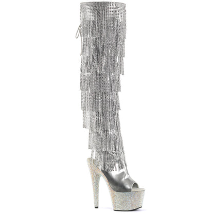 Pleaser Botas de mujer BEJEWELED-3019RSF-7 SLV Metallic PU-SLV / SLV Multi RS