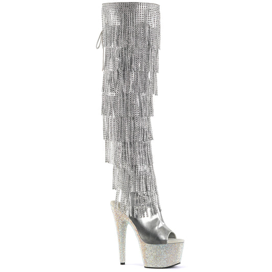 Pleaser Womens Boots BEJEWELED-3019RSF-7 Slv Metallic Pu-Slv/Slv Multi RS