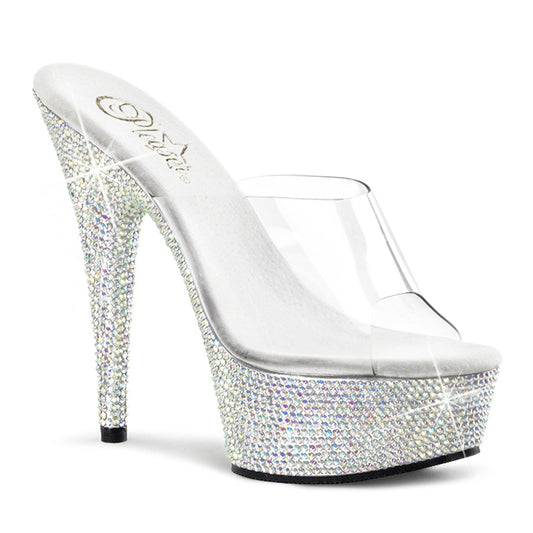 Pleaser Womens Sandals BEJEWELED-601DM Clr/Slv Multi RS