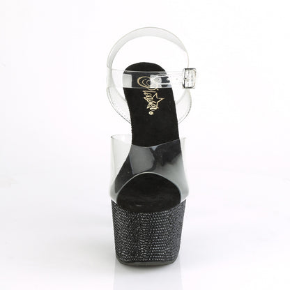 Pleaser Sandalias para mujer BEJEWELED-708dm clr / blk rs