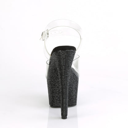 Pleaser Sandalias para mujer BEJEWELED-708dm clr / blk rs