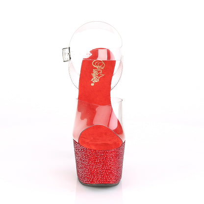 Pleaser Sandalias para mujer BEJEWELED-708dm clr / rojo rs