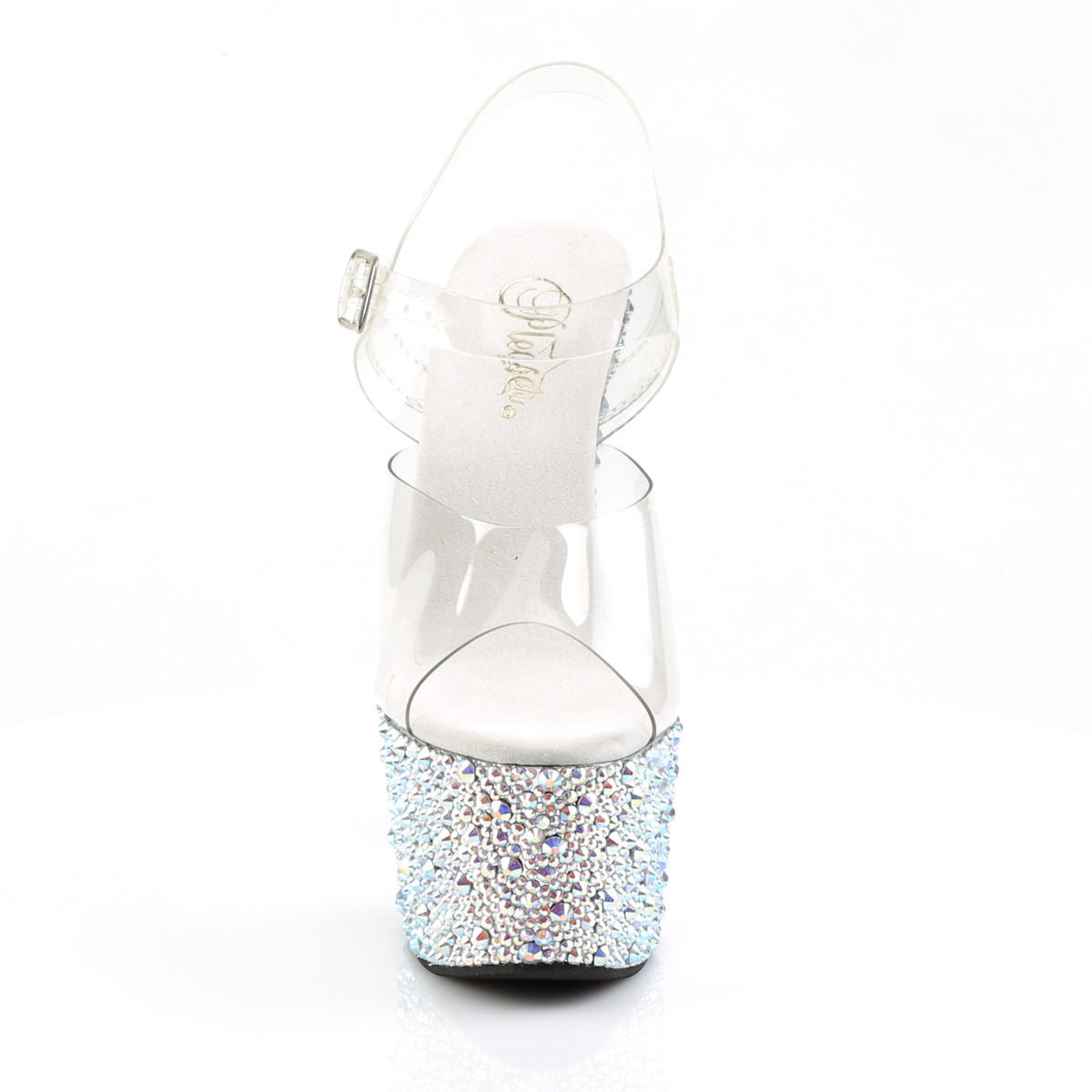 Pleaser Womens Sandals BEJEWELED-708MS Clr/Slv Multi RS