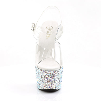 Pleaser Sandalias para mujer BEJEWELED-708ms CLR / SLV MULTI RS