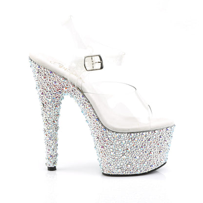 Pleaser Sandalias para mujer BEJEWELED-708ms CLR / SLV MULTI RS