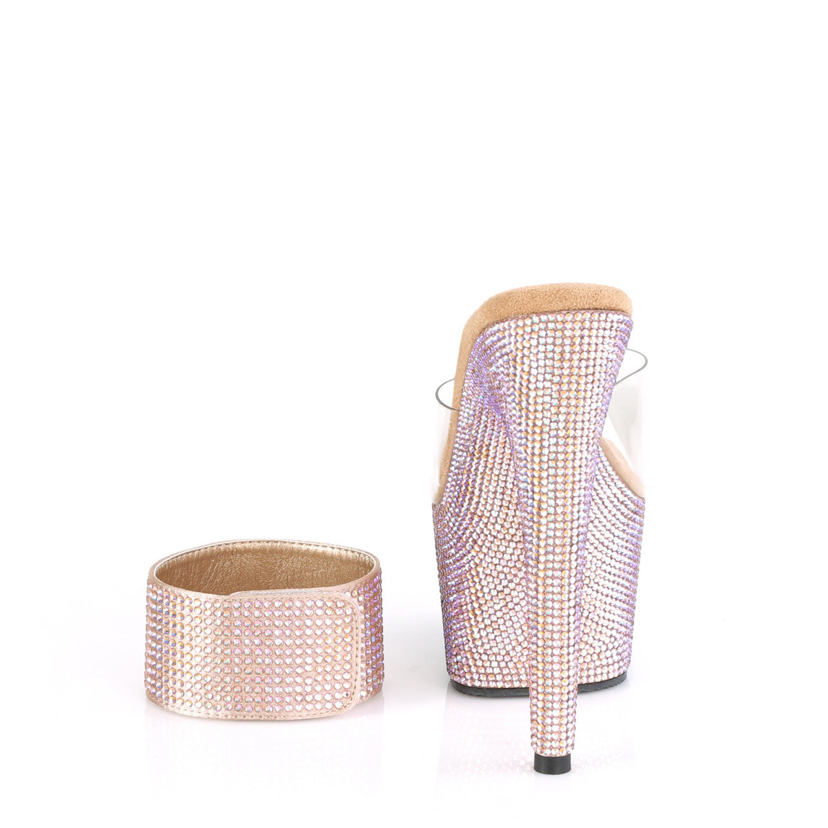 Pleaser Womens Sandals BEJEWELED-712RS Clr/Rose Gold Multi RS