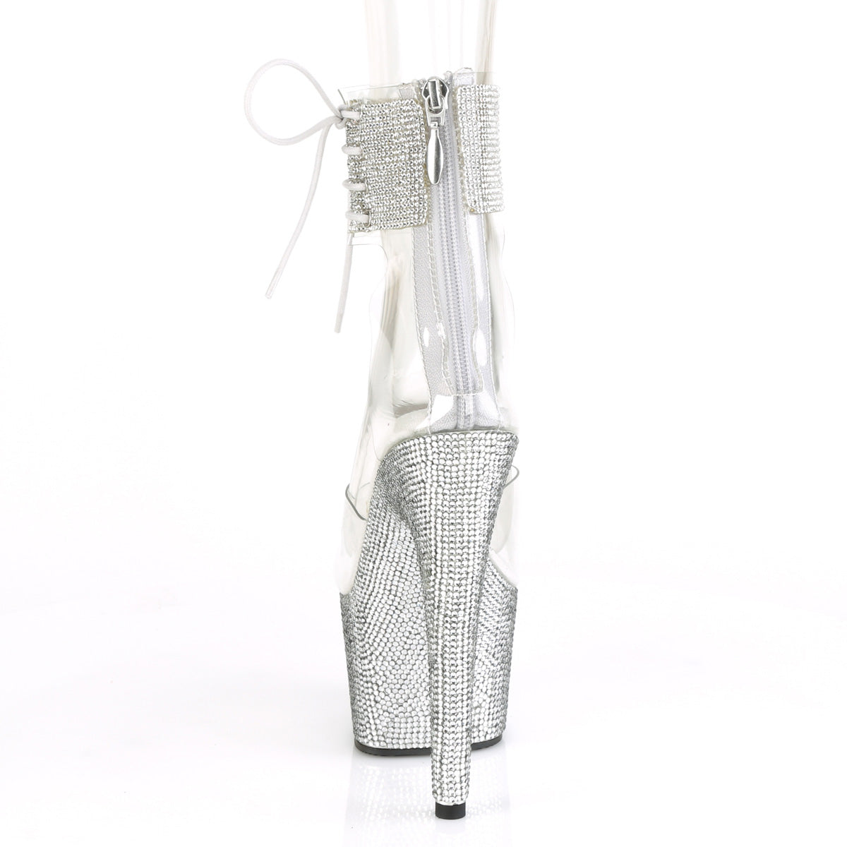 Pleaser Botas de tobillo para mujer BEJEWELED-724rs clr / slv rs