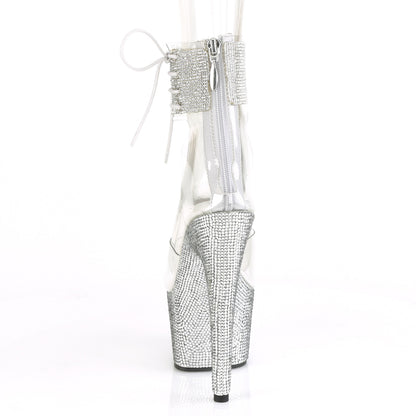 Pleaser Botas de tobillo para mujer BEJEWELED-724rs clr / slv rs