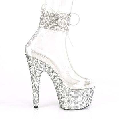 Pleaser Botas de tobillo para mujer BEJEWELED-724rs clr / slv rs