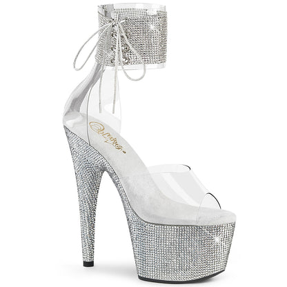 Pleaser Botas de tobillo para mujer BEJEWELED-724rs clr / slv rs