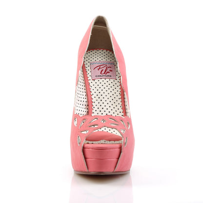 Pin Up Couture Womens Pumps BELLA-30 Coral Faux Leather