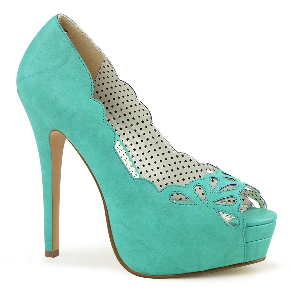 Pin Up Couture Bombas para mujer BELLA-30 Teal Faux Cuero