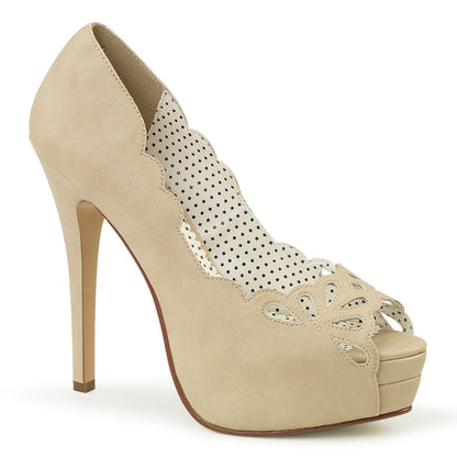 Pin Up Couture Womens Pumps BELLA-30 Tan Faux Leather